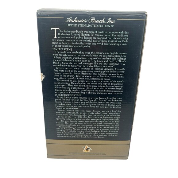 Anheuser-Busch Tomorrow’s Treasures Lidded Stein Limited Ed IV 1987 Brazil New - Picture 3 of 7